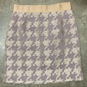LOFT Tan and Cream Houndstooth Pencil Skirt